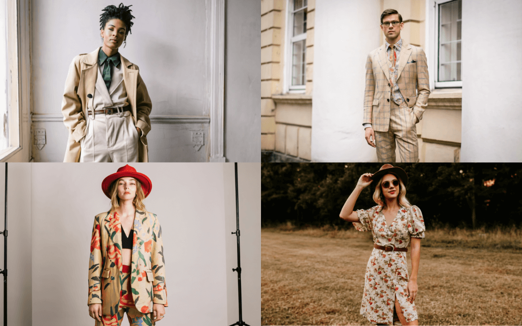 Person styling a mix of vintage and sustainable clothing pieces